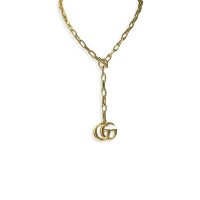 GUCCI DOUBLE G LOGO GOLD NECKLACE GUCCI DOUBLE G LOGO GOLD NECKLACE